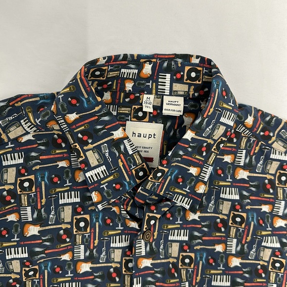 Haupt Button Up Shirt Mens Geometric Long Sleeve - Picture 4 of 5